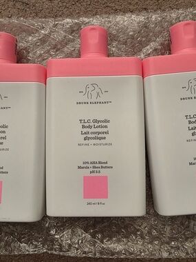 3 bottles,  Drunk Elephant T.L.C. Glycolic Body Lotion